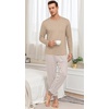 image:imagePrinStory Mens Pajamas Set Long Sleeve 2 Piece Pjs Sets S3XLLight Khaki Stripe