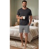 image:imagePrinStory Mens Pajamas Set Short Sleeve Soft Pjs M3XLDeep Gray Stripe
