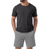image:imagePrinStory Mens Pajamas Set Short Sleeve Soft Pjs M3XLDeep Gray Stripe