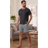 image:imagePrinStory Mens Pajamas Set Short Sleeve Soft Pjs M3XLDeep Gray Stripe