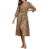 image:imagePrinStory Robes for Women 34 Sleeve Long Bath Robe XS4XLFpapricot Ld Print