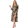 image:imagePrinStory Robes for Women 34 Sleeve Long Bath Robe XS4XLFpbk Leaf Butterfly