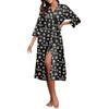 image:imagePrinStory Robes for Women 34 Sleeve Long Bath Robe XS4XLFpblack Brown Bear