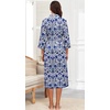 image:imagePrinStory Robes for Women 34 Sleeve Long Bath Robe XS4XLFpblue Cyan Porcelain