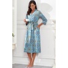 image:imagePrinStory Robes for Women 34 Sleeve Long Bath Robe XS4XLFpblue Mandala Print