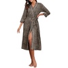 image:imagePrinStory Robes for Women 34 Sleeve Long Bath Robe XS4XLFpgray Ld Print
