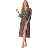 image:imagePrinStory Robes for Women 34 Sleeve Long Bath Robe XS4XLFpld Light Brown