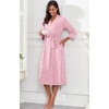 image:imagePrinStory Robes for Women 34 Sleeve Long Bath Robe XS4XLFppink White Flower