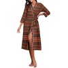 image:imagePrinStory Robes for Women 34 Sleeve Long Bath Robe XS4XLFpred Boho Stripe