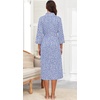 image:imagePrinStory Robes for Women 34 Sleeve Long Bath Robe XS4XLFpspot Blue