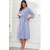 image:imagePrinStory Robes for Women 34 Sleeve Long Bath Robe XS4XLFpspot Blue