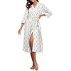 image:imagePrinStory Robes for Women 34 Sleeve Long Bath Robe XS4XLFpwhite Color Block