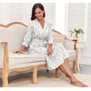 image:imagePrinStory Robes for Women 34 Sleeve Long Bath Robe XS4XLFpwhite Color Block