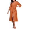 image:imagePrinStory Robes for Women 34 Sleeve Long Bath Robe XS4XLOrange