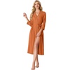 image:imagePrinStory Robes for Women 34 Sleeve Long Bath Robe XS4XLOrange