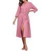 image:imagePrinStory Robes for Women 34 Sleeve Long Bath Robe XS4XLPink