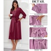 image:imagePrinStory Robes for Women 34 Sleeve Long Bath Robe XS4XLWine Red