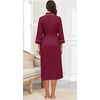 image:imagePrinStory Robes for Women 34 Sleeve Long Bath Robe XS4XLWine Red