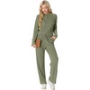 image:imagePrinStory Womens Ribbed Pajama Sets Winter Pjs 2 Piece Lounge SetArmy Green