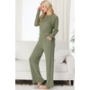 image:imagePrinStory Womens Ribbed Pajama Sets Winter Pjs 2 Piece Lounge SetArmy Green