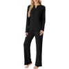 image:imagePrinStory Womens Ribbed Pajama Sets Winter Pjs 2 Piece Lounge SetBlack