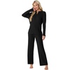 image:imagePrinStory Womens Ribbed Pajama Sets Winter Pjs 2 Piece Lounge SetBlack
