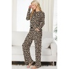 image:imagePrinStory Womens Ribbed Pajama Sets Winter Pjs 2 Piece Lounge SetFpleopard Khaki