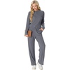 image:imagePrinStory Womens Ribbed Pajama Sets Winter Pjs 2 Piece Lounge SetGray