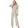 image:imagePrinStory Womens Ribbed Pajama Sets Winter Pjs 2 Piece Lounge SetLight Apricot