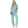 image:imagePrinStory Womens Ribbed Pajama Sets Winter Pjs 2 Piece Lounge SetLight Blue
