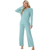 image:imagePrinStory Womens Ribbed Pajama Sets Winter Pjs 2 Piece Lounge SetLight Blue