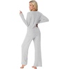 image:imagePrinStory Womens Ribbed Pajama Sets Winter Pjs 2 Piece Lounge SetLight Gray