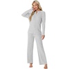 image:imagePrinStory Womens Ribbed Pajama Sets Winter Pjs 2 Piece Lounge SetLight Gray