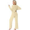 image:imagePrinStory Womens Ribbed Pajama Sets Winter Pjs 2 Piece Lounge SetLight Yellow