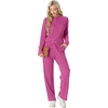 image:imagePrinStory Womens Ribbed Pajama Sets Winter Pjs 2 Piece Lounge SetRose Red