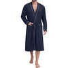 image:imagePrinStory Mens Lightweight Robe Soft Knit Kimono Long Bathrobe LoungewearNavy Blue
