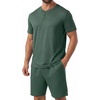 image:imagePrinStory Mens Pajamas Set 2 Piece Summer Pjs Set S3XLDrak Green