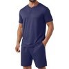image:imagePrinStory Mens Pajamas Set 2 Piece Summer Pjs Set S3XLNavy Blue