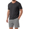 image:imagePrinStory Mens Pajamas Set Short Sleeve Soft Pjs M3XLDeep Gray Stripe