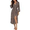 image:imagePrinStory Robes for Women 34 Sleeve Long Bath Robe XS4XLFpld Light Brown