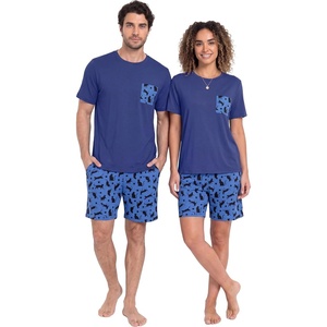 image:imagePrinStory Couples Pajamas Set Shirts and Shorts Summer Comfy Lounge FamilyBlue Cat