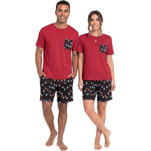 image:imagePrinStory Couples Pajamas Set Shirts and Shorts Summer Comfy Lounge FamilyFp Black Lantern
