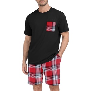 image:imagePrinStory Couples Pajamas Set Shirts and Shorts Summer Comfy Lounge FamilyFp Red White Plaid