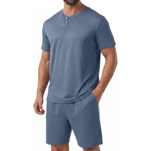 image:imagePrinStory Mens Pajamas Set 2 Piece Summer Pjs Set S3XLGray Blue