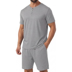 image:imagePrinStory Mens Pajamas Set 2 Piece Summer Pjs Set S3XLLight Gray