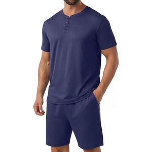 image:imagePrinStory Mens Pajamas Set 2 Piece Summer Pjs Set S3XLNavy Blue