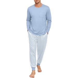 image:imagePrinStory Mens Pajamas Set Long Sleeve 2 Piece Pjs Sets S3XLBlue Stripe