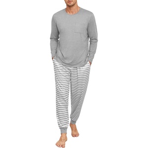 image:imagePrinStory Mens Pajamas Set Long Sleeve 2 Piece Pjs Sets S3XLLight Gray Stripe