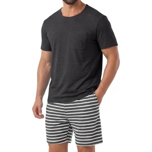 image:imagePrinStory Mens Pajamas Set Short Sleeve Soft Pjs M3XLDeep Gray Stripe