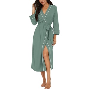 image:imagePrinStory Robes for Women 34 Sleeve Long Bath Robe XS4XLHaze Blue